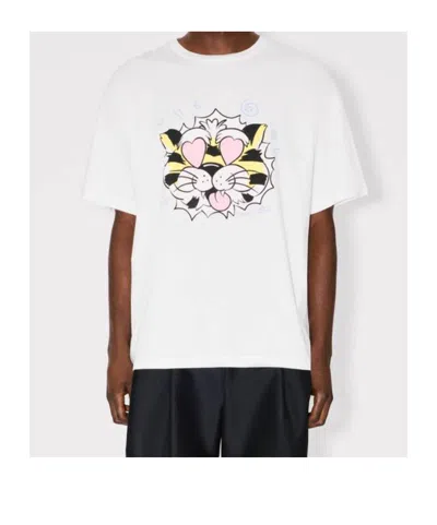 Kenzo Tiger Motif Crew Neck Short Sleeve T-shirt In White
