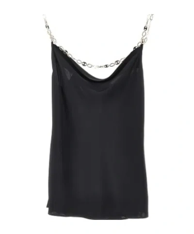 Rabanne Satin Top With Chains In Black