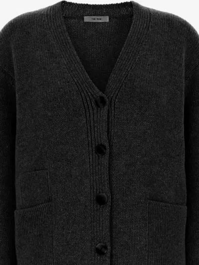 The Row V-neck Long-sleeved Cardigan In Black