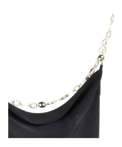 Rabanne Satin Top With Chains In Black