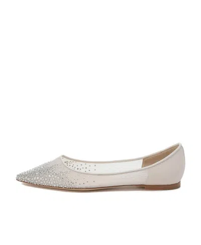 Jimmy Choo Mesh Pointed Flats In White