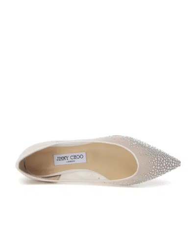 Jimmy Choo Mesh Pointed Flats In White