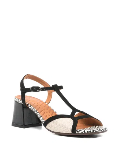 Chie Mihara Lipika T-strap Patterned Sandals In Black