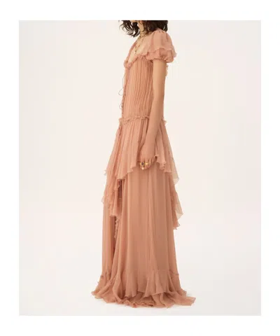 Chloé Gathered Ruffled Maxi Dress In Neutral