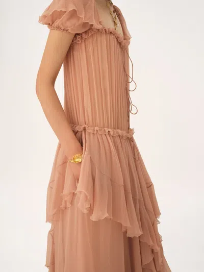 Chloé Gathered Ruffled Maxi Dress In Neutral