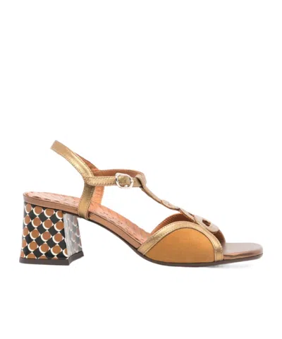 Chie Mihara Letouche T-strap Patterned Sandals In Brown
