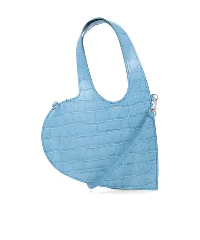 Coperni Mini Heart-shaped Shoulder Bag In Blue