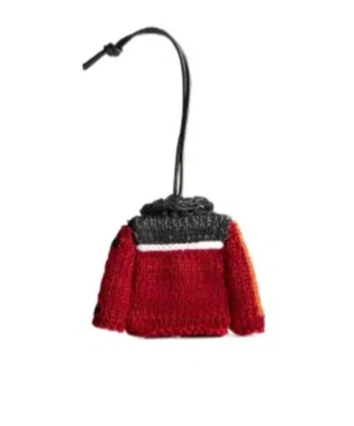 Jw Anderson House Cardigan Crocheted Cotton And Leather Bag Charm In Red