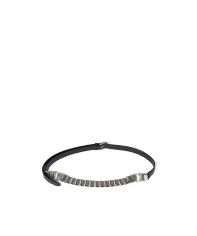 Miu Miu Leather And Metal Belt In Black