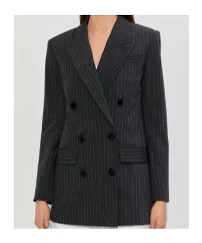 Isabel Marant Jevima Pinstripe Double-breasted Blazer In Gray
