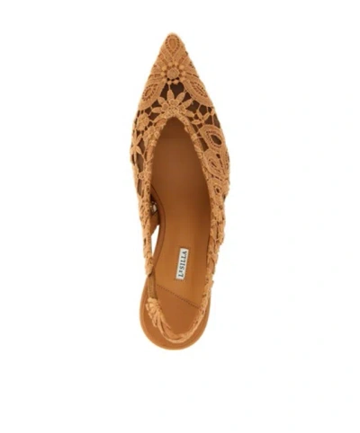 Le Silla Chantilly Slingback Pumps Lace Floral Kitten In Brown