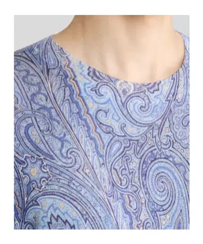 Etro Silk And Cashmere Sweater With Floral Arnica Motif In Blue