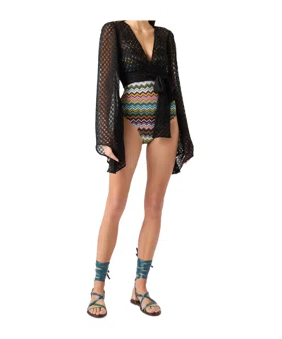Missoni Wrap Top In Lamé Viscose With Raschel Workmanship In Multi