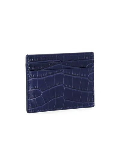 Tom Ford Croco Embossed Leather Cardholder In Blue