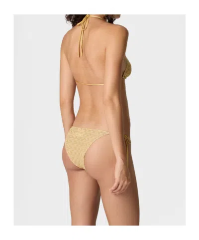 Missoni Triangle Bikini In Lamé Viscose With Raschel Workmanship In Brown