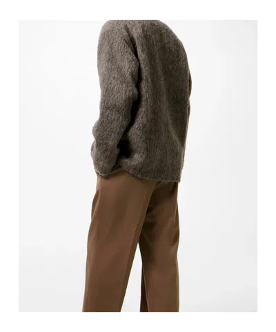 Our Legacy Mens Mole Grey V-neck Patch-pocket Wool-alpaca Blend Cardigan In Brown