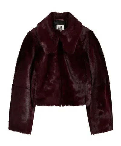 By Malene Birger Rowani Pony Hair Leather Jacket In Burgundy