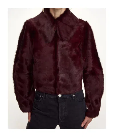 By Malene Birger Rowani Pony Hair Leather Jacket In Burgundy