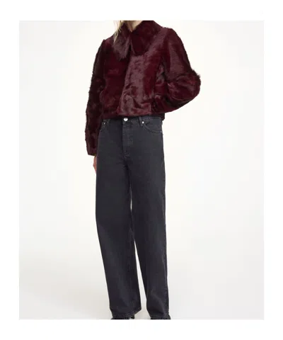 By Malene Birger Rowani Pony Hair Leather Jacket In Burgundy