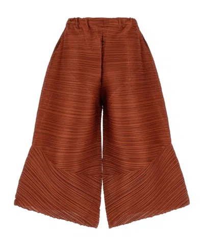 Issey Miyake Wide Leg Tailored Trousers Structured Volume In Burgundy