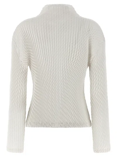 Issey Miyake Sleek Pleats Cardigan In White