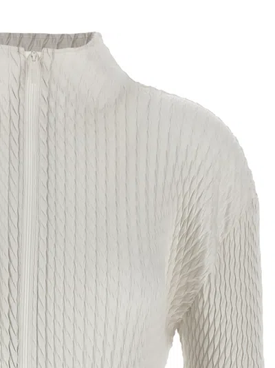 Issey Miyake Sleek Pleats Cardigan In White