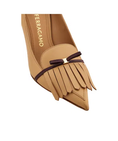 Ferragamo 70mm Mini-bow Detail Pumps In Brown