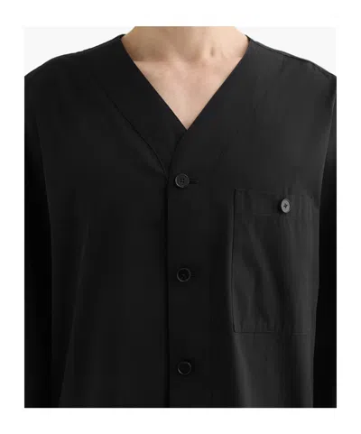Jil Sander Patch Pocket V-neck Shirt In Black