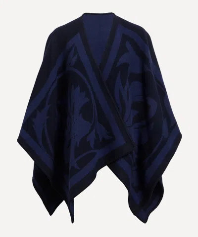 Liberty Women's Floral Tile 130x130 Wool Cape In Blue