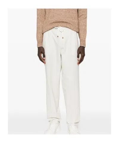 Brunello Cucinelli Drawstring Casual Pants In White