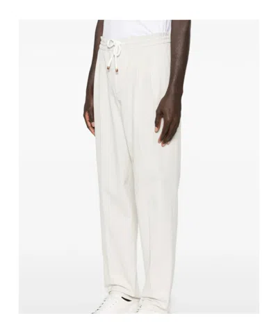 Brunello Cucinelli Drawstring Casual Pants In White
