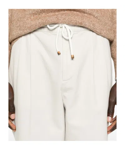 Brunello Cucinelli Drawstring Casual Pants In White