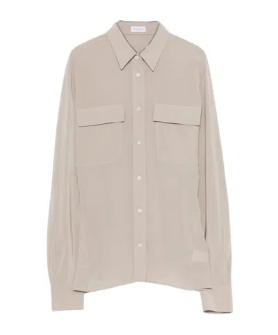 Brunello Cucinelli Pocket Button Shirt In Gray