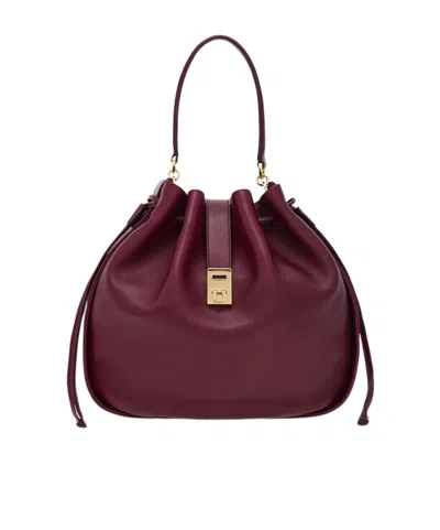 Ferragamo Hug Bucket Bag In Burgundy