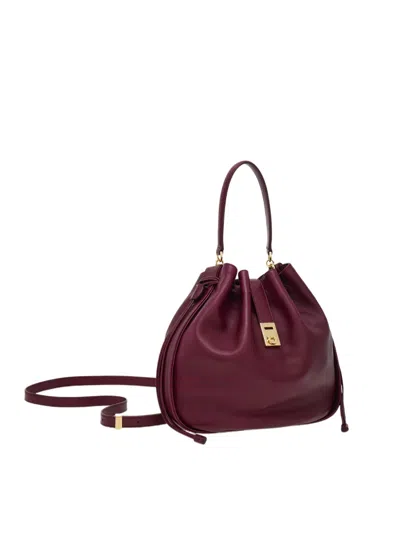 Ferragamo Hug Bucket Bag In Burgundy