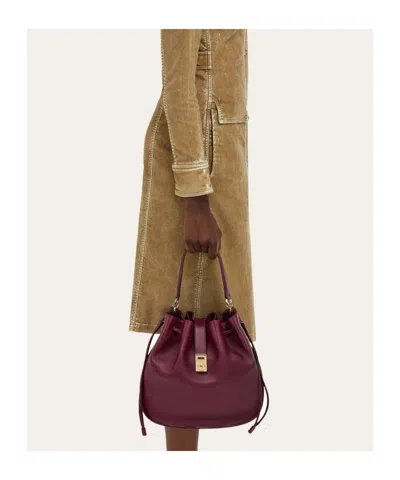 Ferragamo Hug Bucket Bag In Burgundy