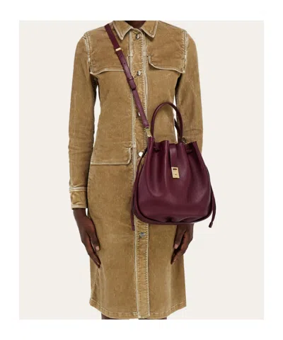 Ferragamo Hug Bucket Bag In Burgundy