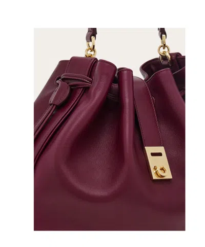 Ferragamo Hug Bucket Bag In Burgundy