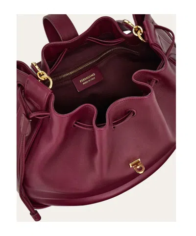 Ferragamo Hug Bucket Bag In Burgundy