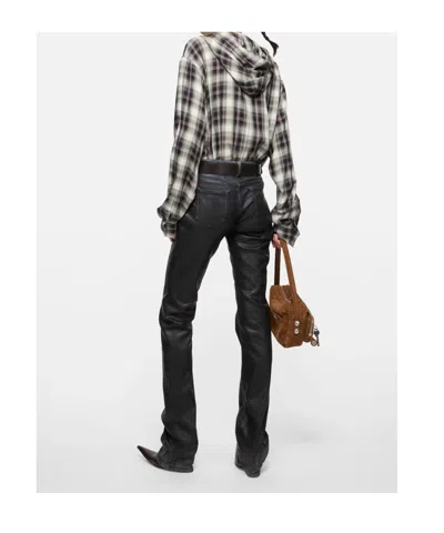 Acne Studios Hooded Nylon Silk Jacket Checked Pattern In Black