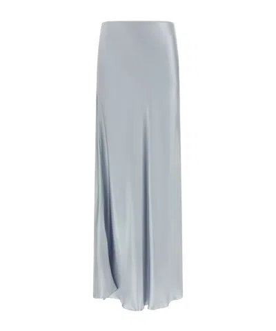 Fabiana Filippi High Waist Long Satin Skirt Seams In Blue