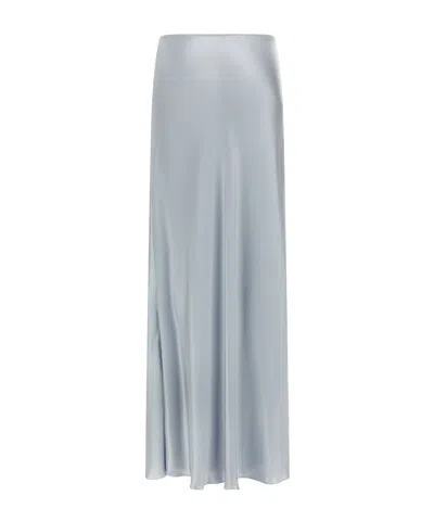Fabiana Filippi High Waist Long Satin Skirt Seams In Blue