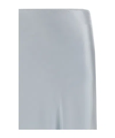 Fabiana Filippi High Waist Long Satin Skirt Seams In Blue