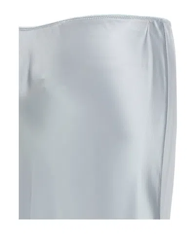 Fabiana Filippi High Waist Long Satin Skirt Seams In Blue