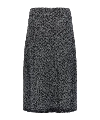 Fabiana Filippi Tweed Skirt High Waist Knee Length In Black