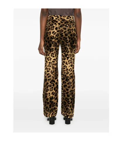 Bash Casual Pants With Belt Loops In Animal Print