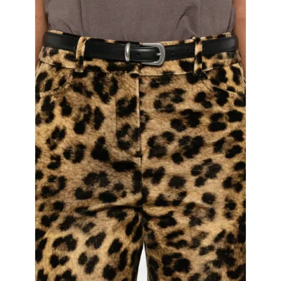Bash Casual Pants With Belt Loops In Animal Print