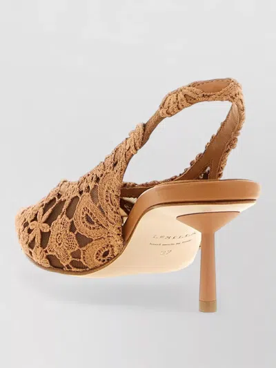 Le Silla Chantilly Slingback Pumps Lace Floral Kitten In Multi