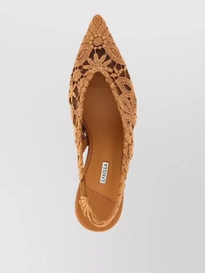 Le Silla Chantilly Slingback Pumps Lace Floral Kitten In Multi