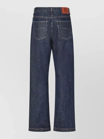 Fendi Straight Leg Denim Trousers With Five Pockets In Blue